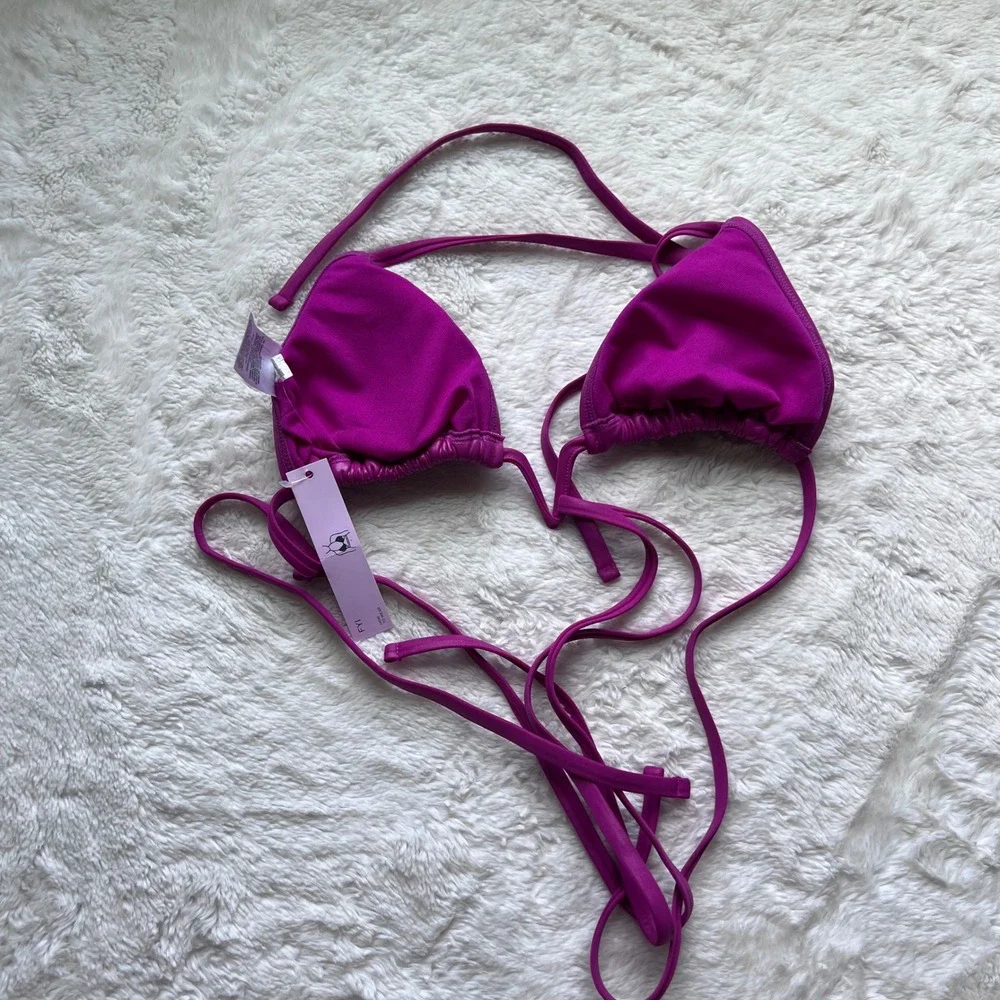 Wild Fable Magenta Purple Triangle Bikini Top XS New Halter Swim 238174283 NWT